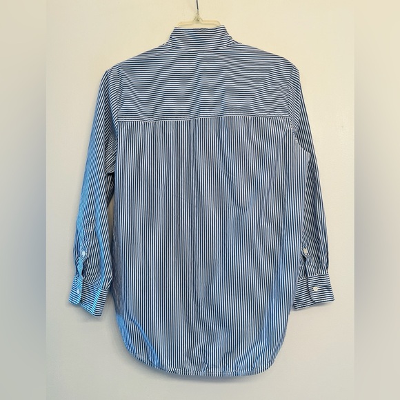 J.Crew blue and white striped cotton popover shirt size 2 - Picture 3 of 9